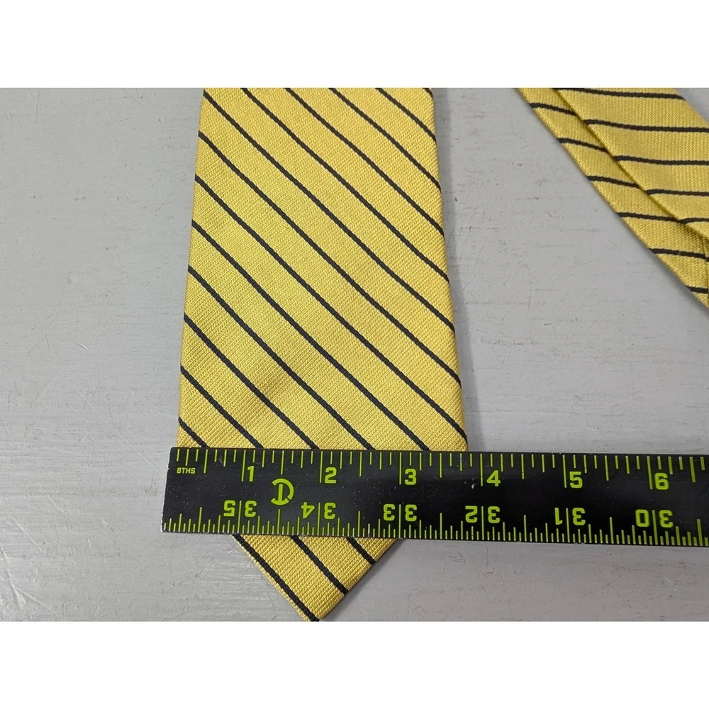 Vintage‎ Ashford & Brooks London Stripe Handmade Silk Neck Tie Yellow Black NEW